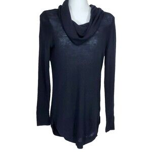 Maison Jules Sweater Extra Small Black Cowl Neck Semi Sheer Tunic Lightweight